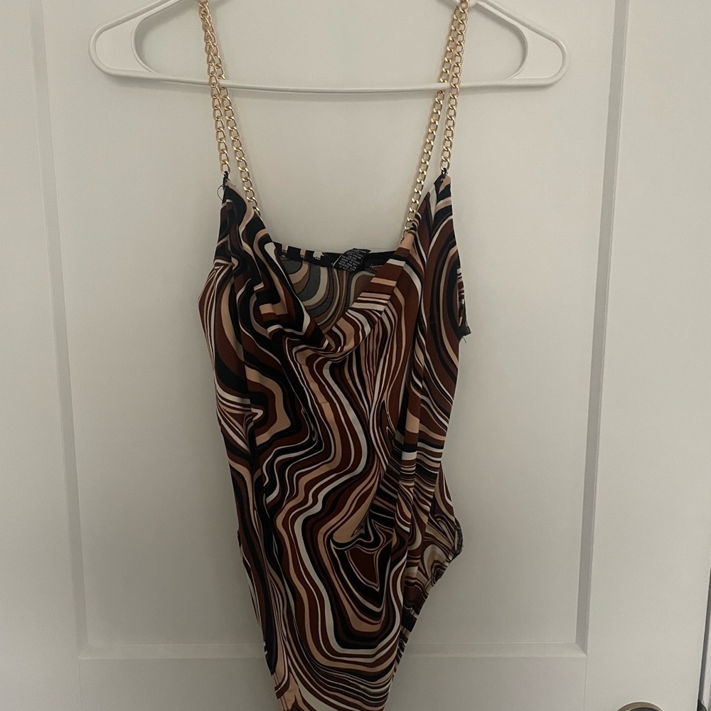 Cowl Neck Thong Bodysuit
